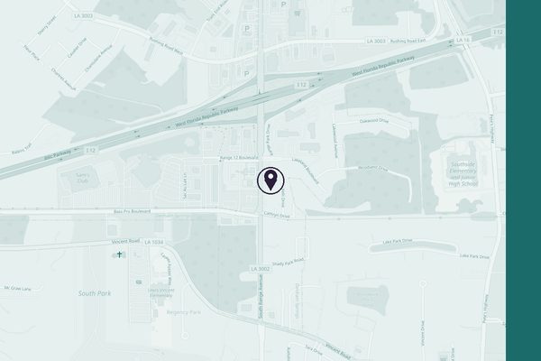 Map of South Range Avenue in Denham Springs with a pin on Off The Chain